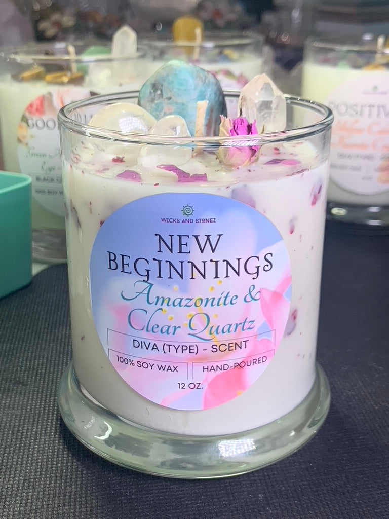 CRYSTAL CANDLE - NEW BEGINNINGS