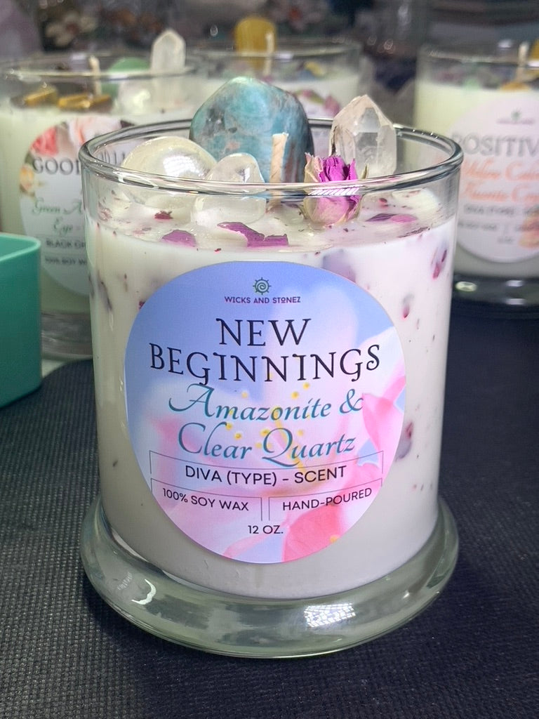 CRYSTAL CANDLE - NEW BEGINNINGS