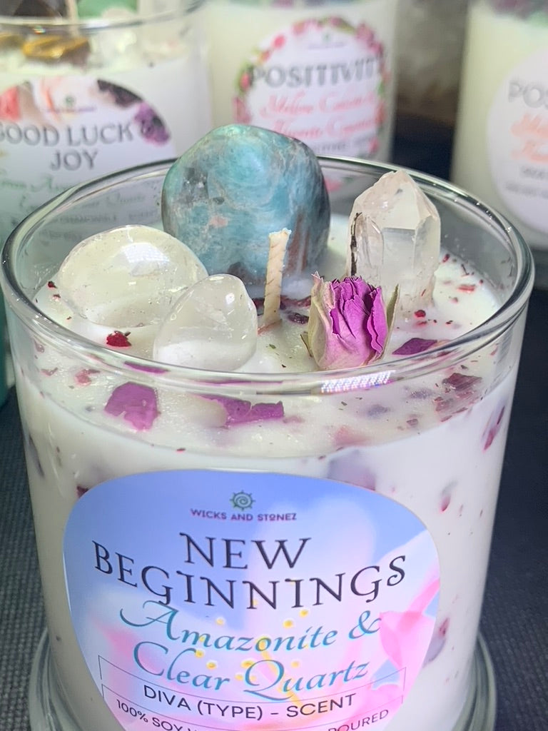 CRYSTAL CANDLE - NEW BEGINNINGS