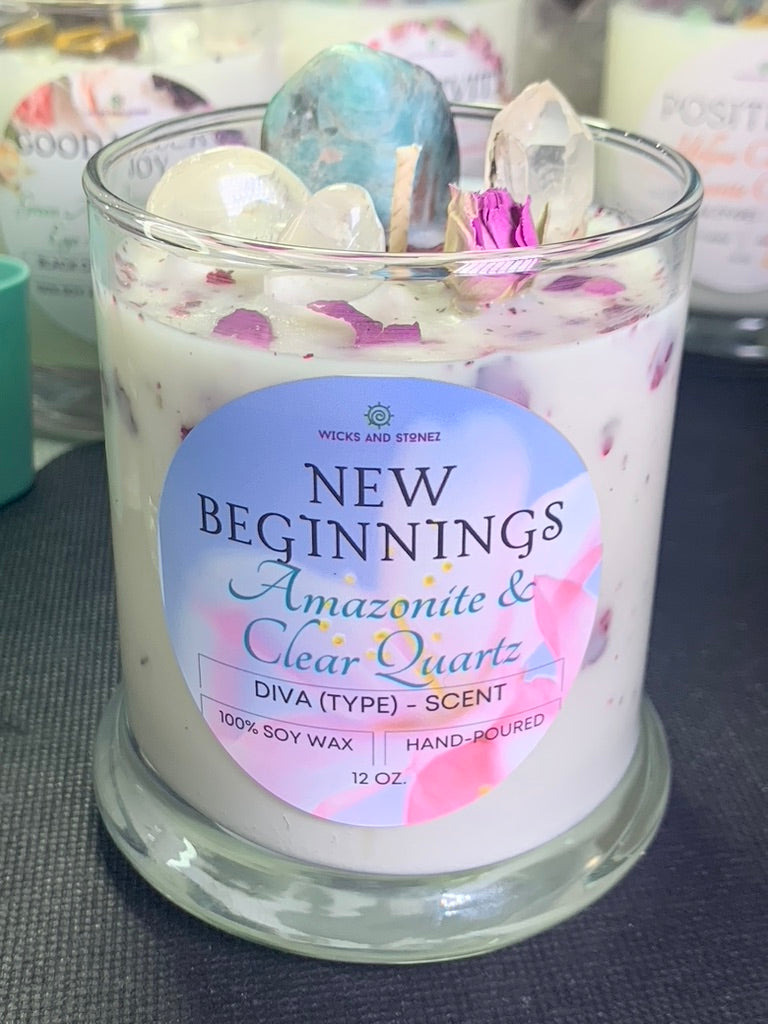 CRYSTAL CANDLE - NEW BEGINNINGS