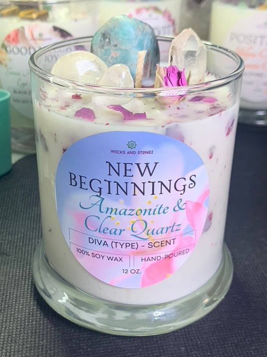 CRYSTAL CANDLE - NEW BEGINNINGS