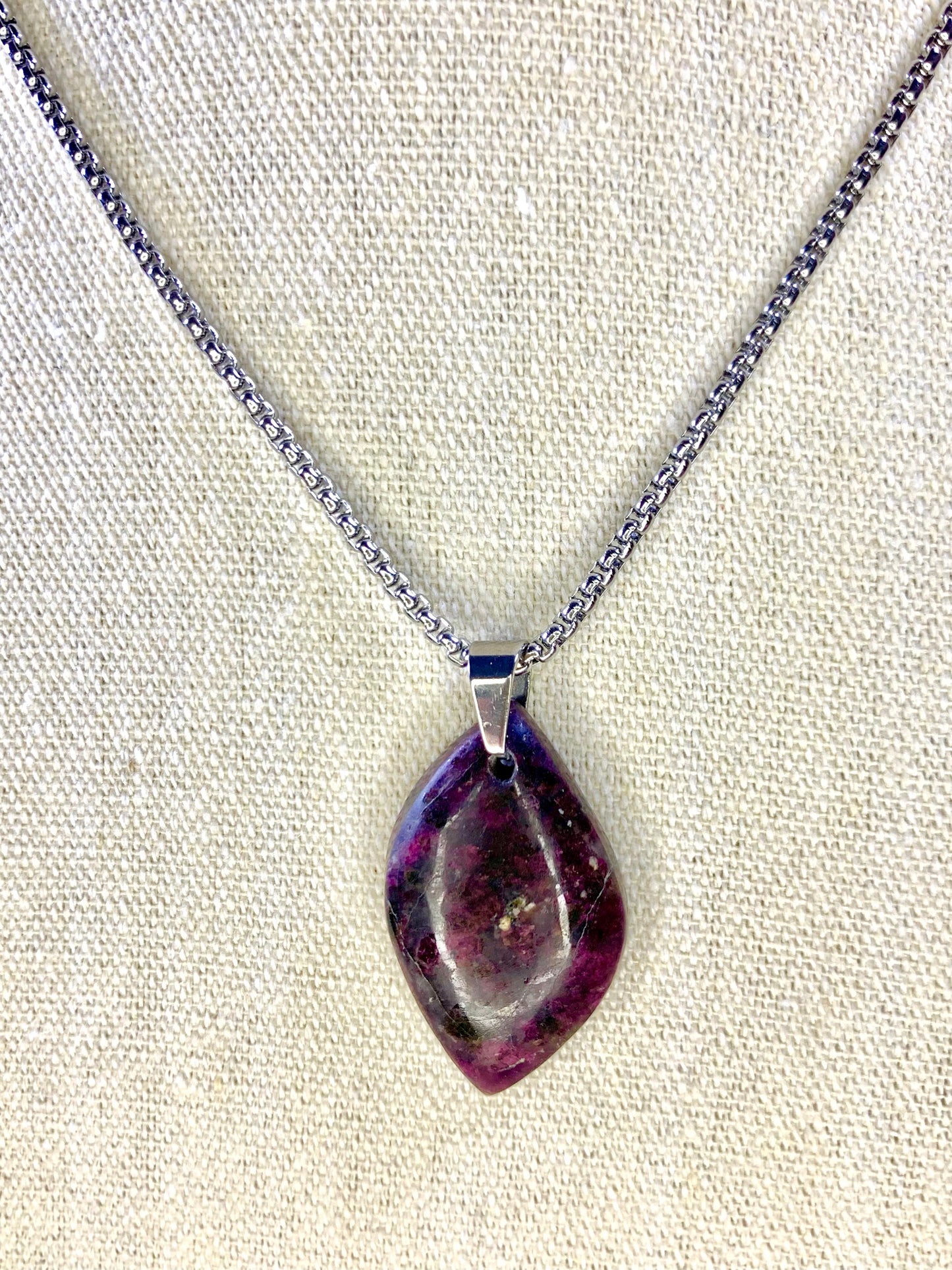 Garnet Stainless Steel Necklace