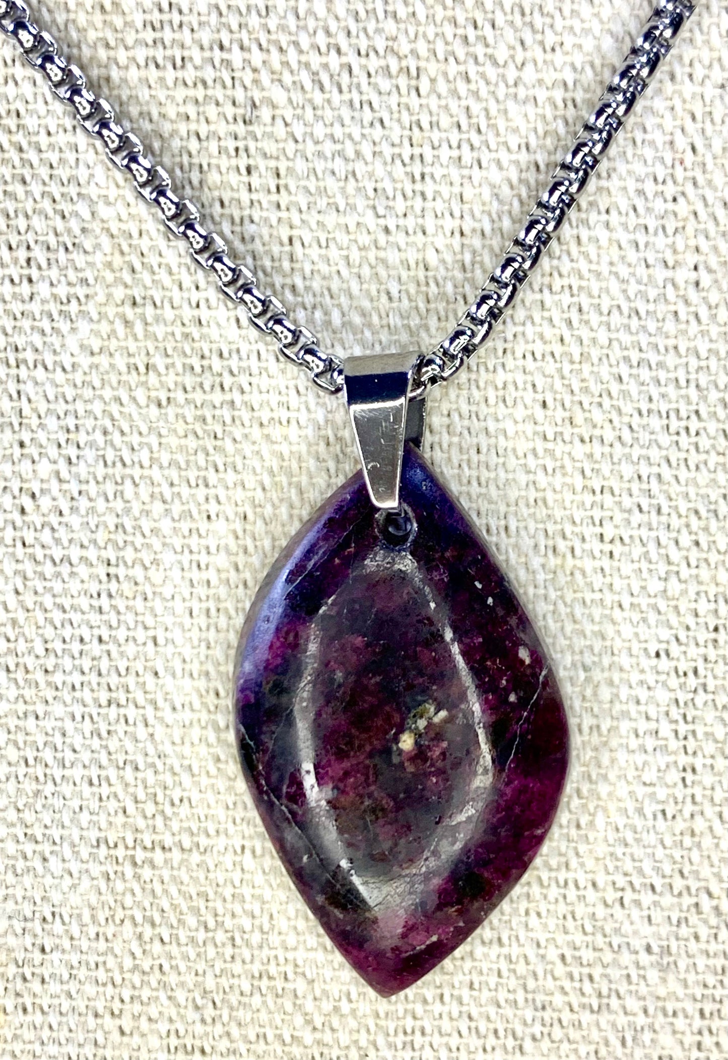 Garnet Stainless Steel Necklace