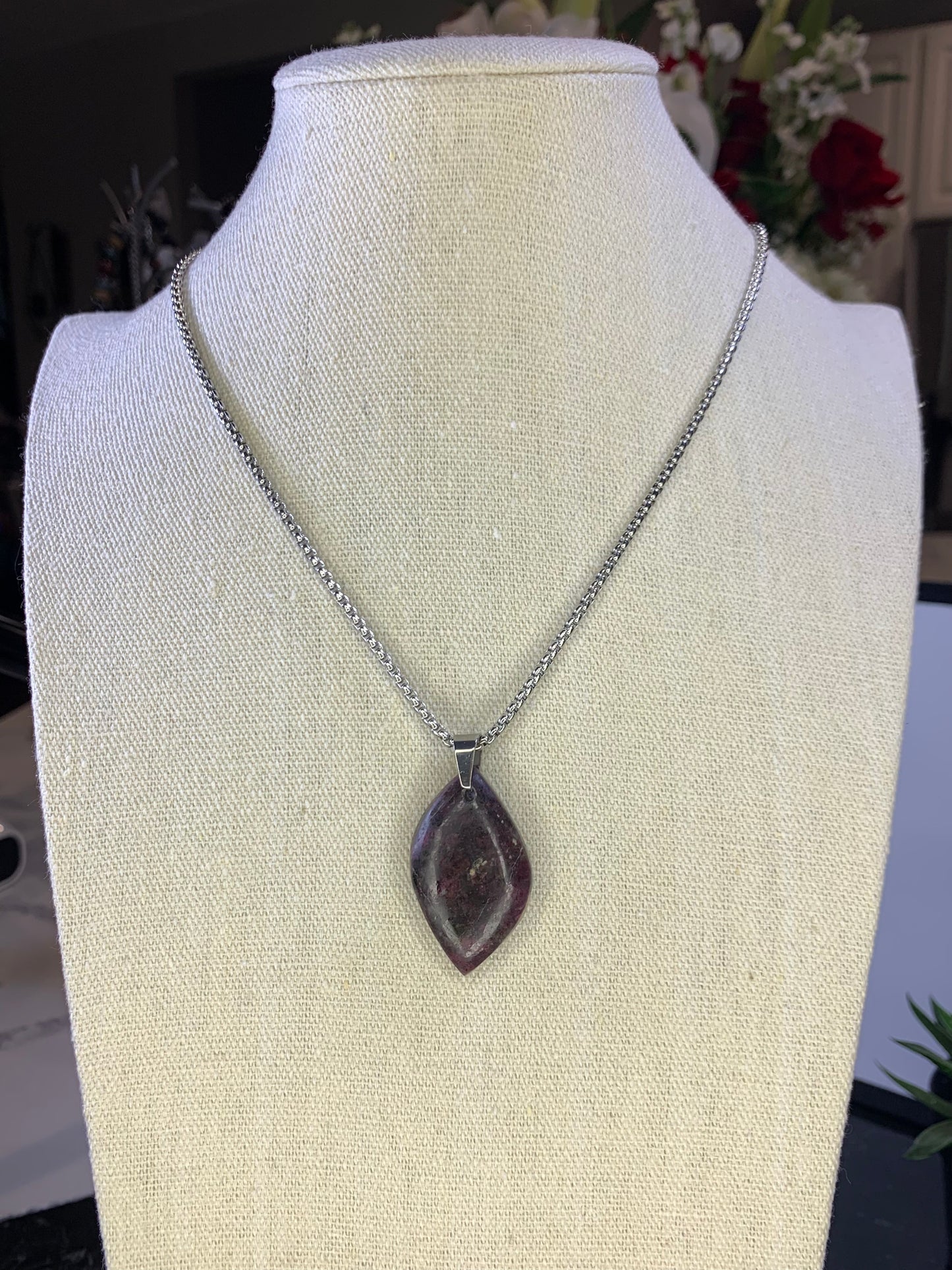 Garnet Stainless Steel Necklace