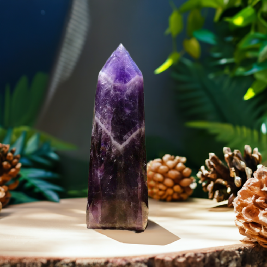 Chevron Amethyst Crystal Point