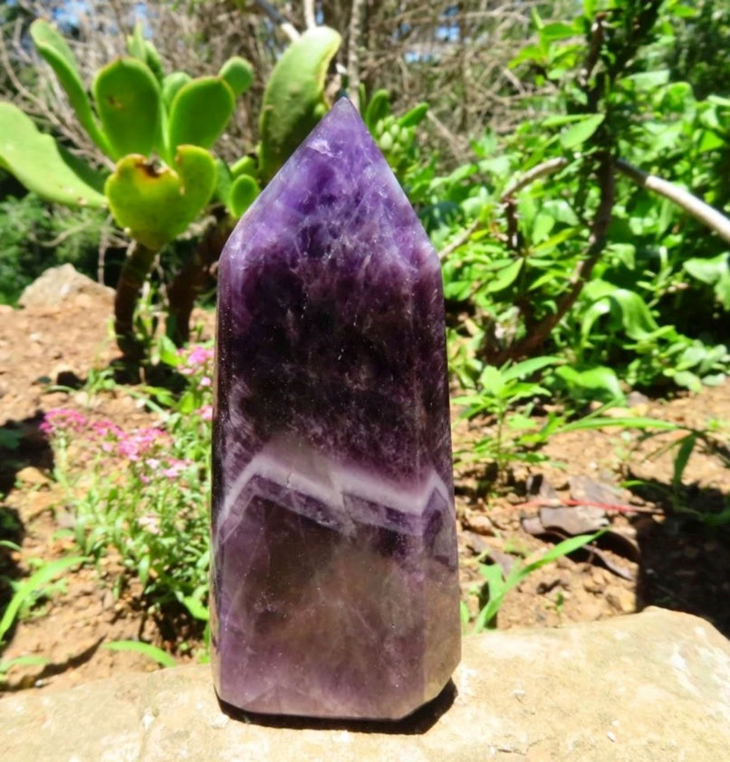 Chevron Amethyst Crystal Point Wicks and Stonez