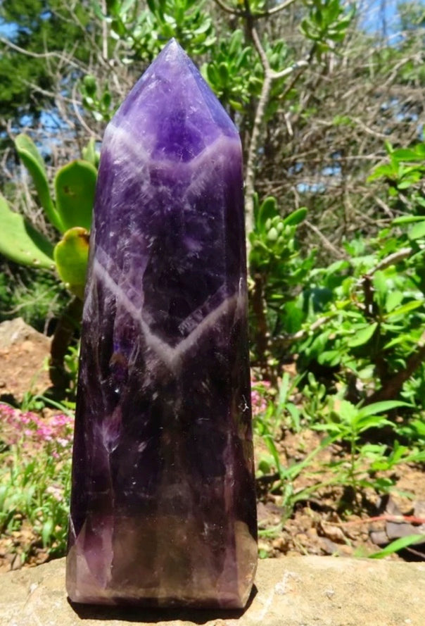 Chevron Amethyst Crystal Point Wicks and Stonez