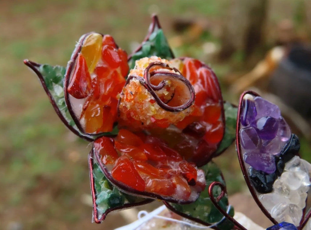 Crystal Gemstone Flower with Butterfly Wicks and Stonez